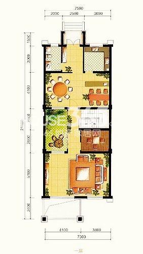 汇宇和庭户型图排屋A户型１层