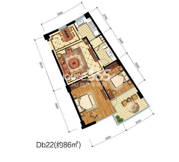 恒和依山郡Db户型图86方
