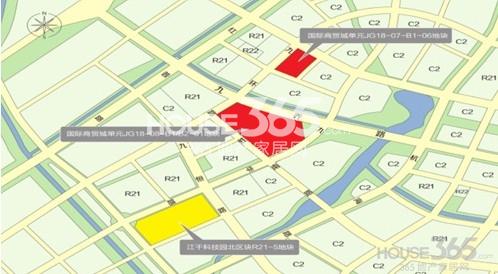 昆仑九堡地块（江干科技园北区块R21-5地块）黄色为本项目