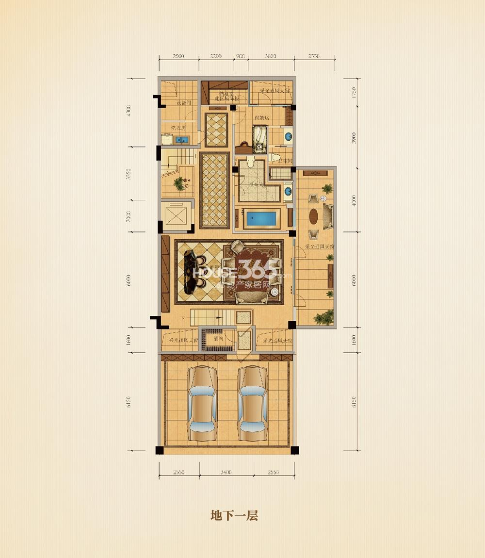 滨江西溪明珠排屋25、26#P1户型边套360方地下一层