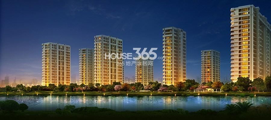 高运莱茵传奇夜景沿河效果图