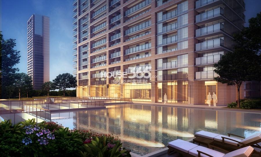 绿地华家池1号住宅水系效果图 