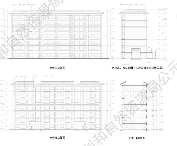 融创城建市政浦阳宅地3号楼立面图、剖面图