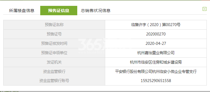 临栖云府25#预售证信息