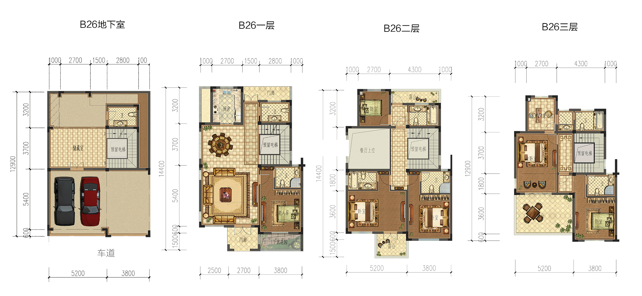 成龙官山邸B26幢双拼户型约342㎡（西边套）