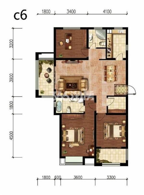 万江共和新城红公馆130㎡C6户型