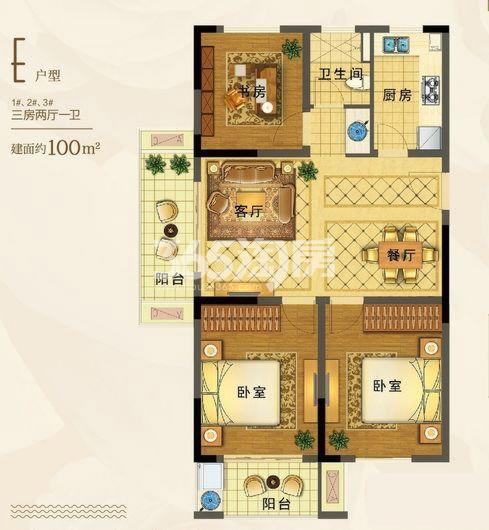 澳海香樟苑E户型图100方