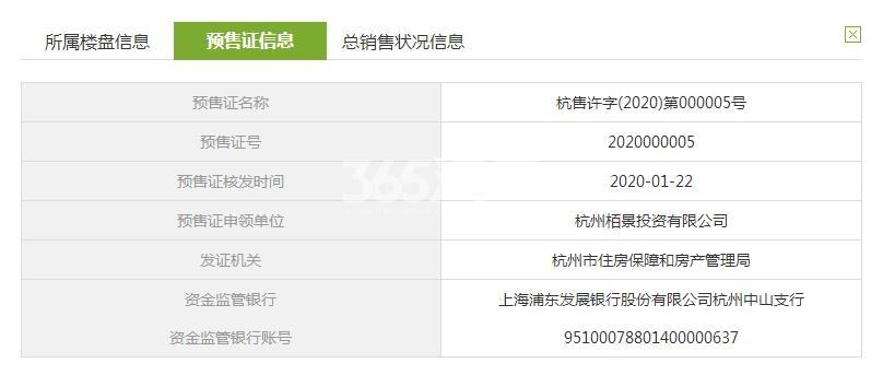 杭凤府2、3、6号楼预售证