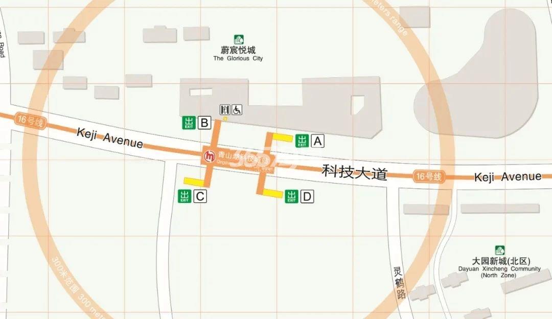 青山湖科技城站出入口位置