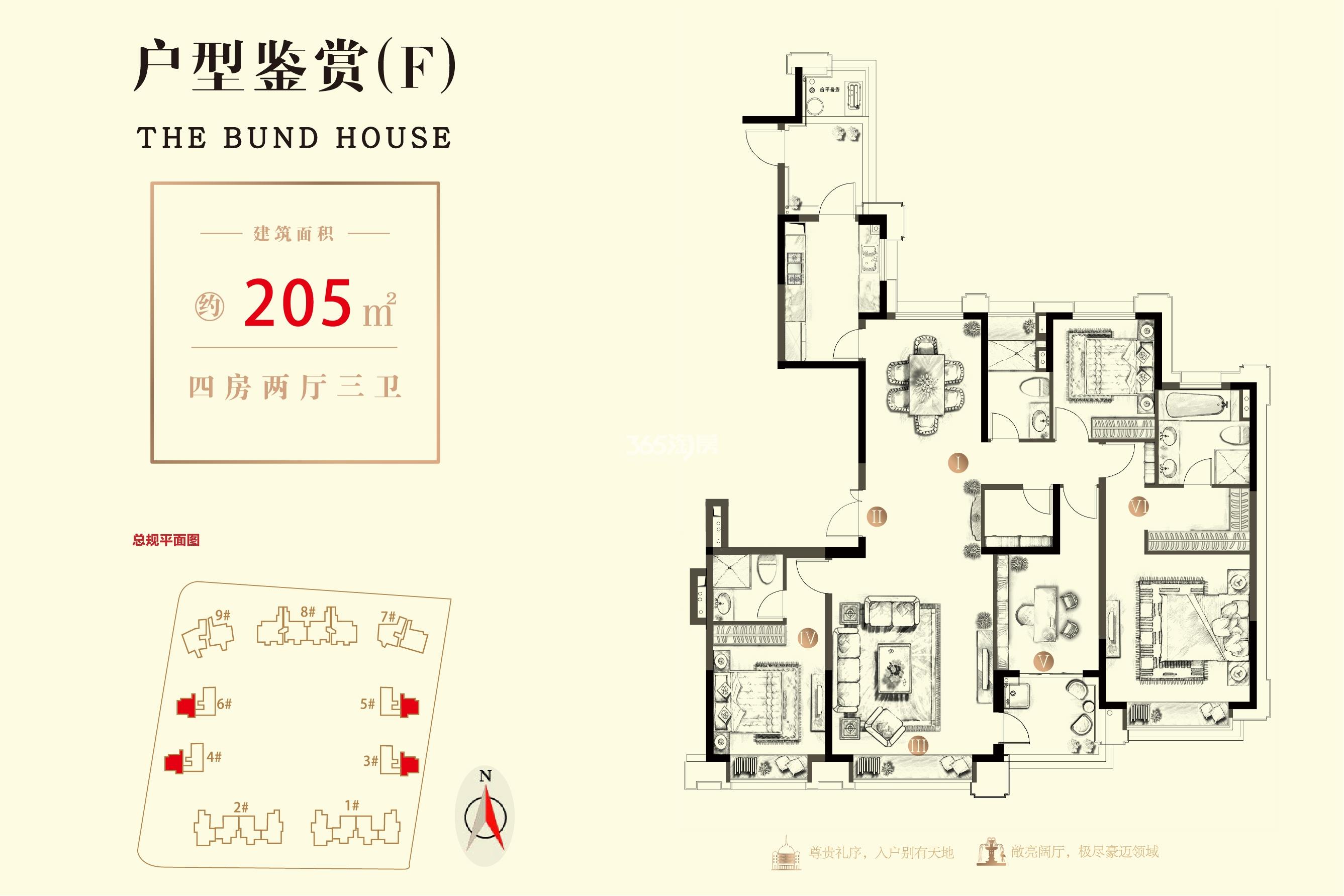 国玺悦龙府205方户型图3、4、5、6#