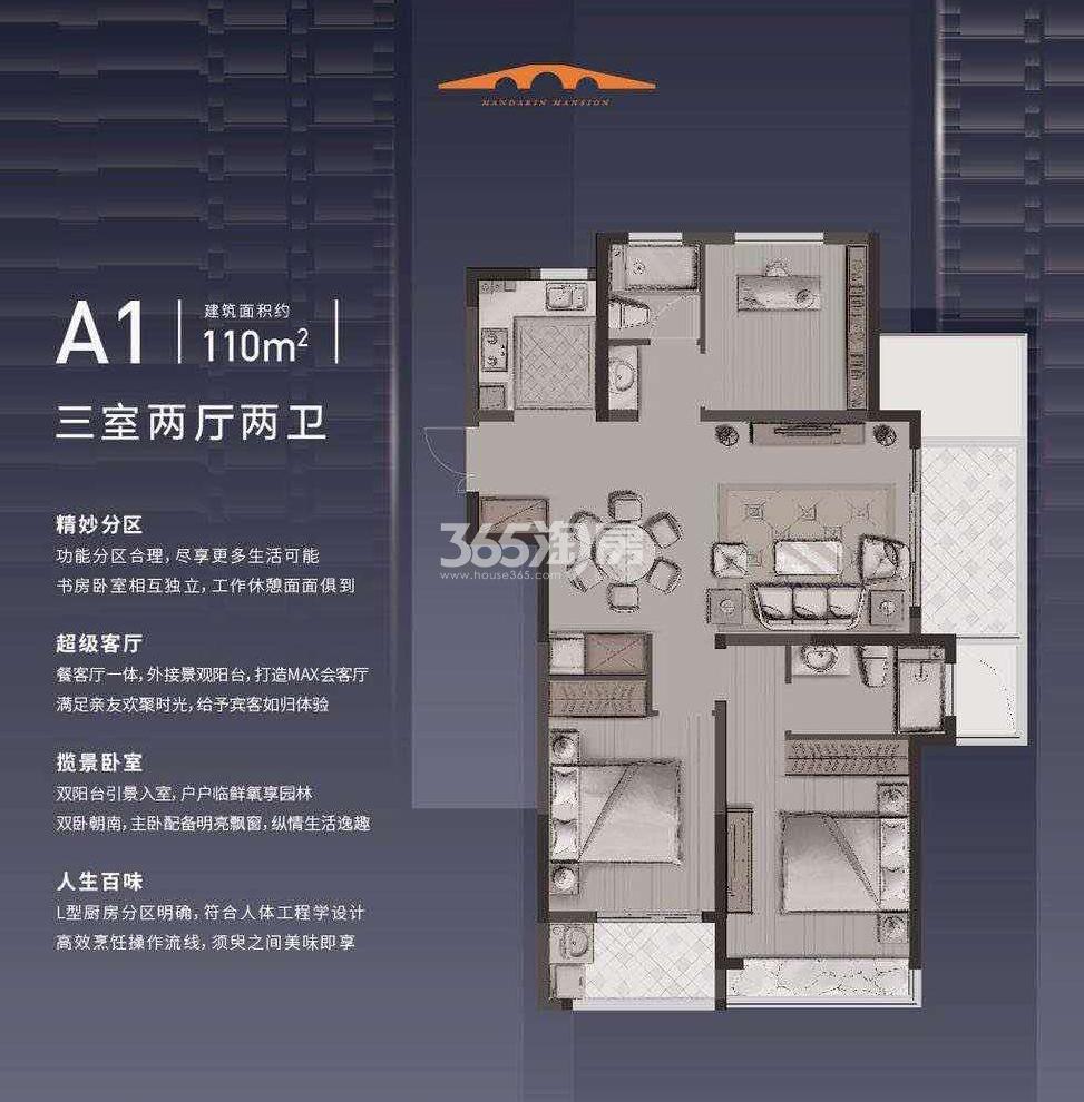 荣盛檀越府高层户型110㎡