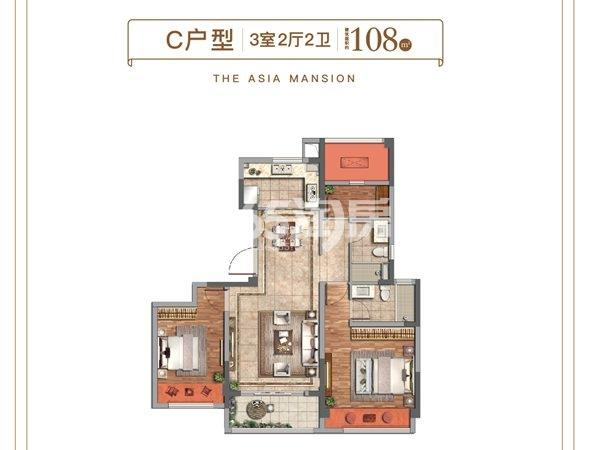 紫誉华庭108㎡三室