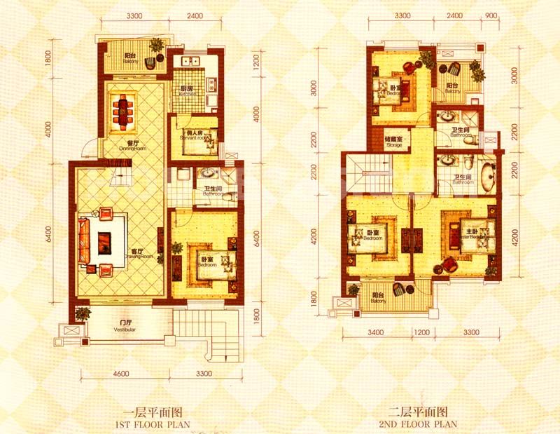 优雅叠墅F2户型（一二层）