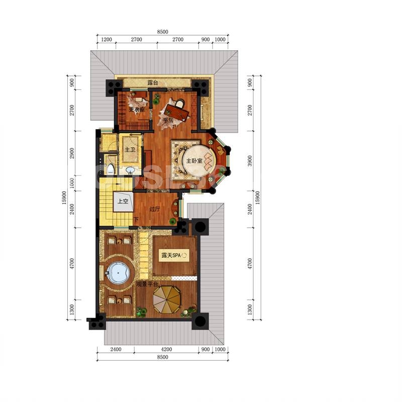 同城印象联墅D1户型边套三层