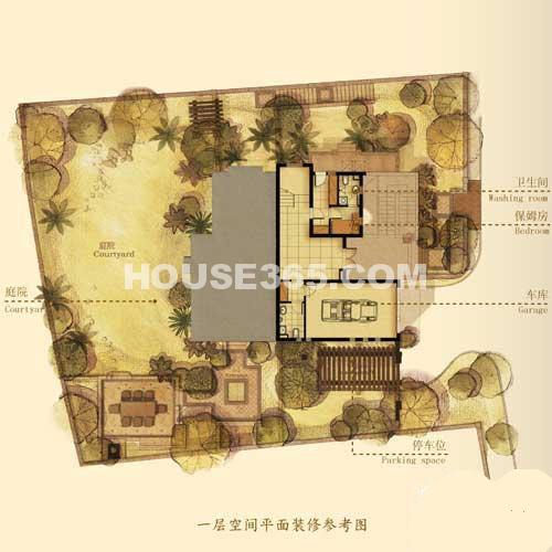 富春泉水湾D一层户型图2室 370.00㎡
