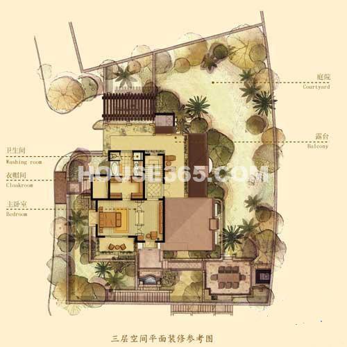 富春泉水湾G三层户型图1室1卫 386.00㎡