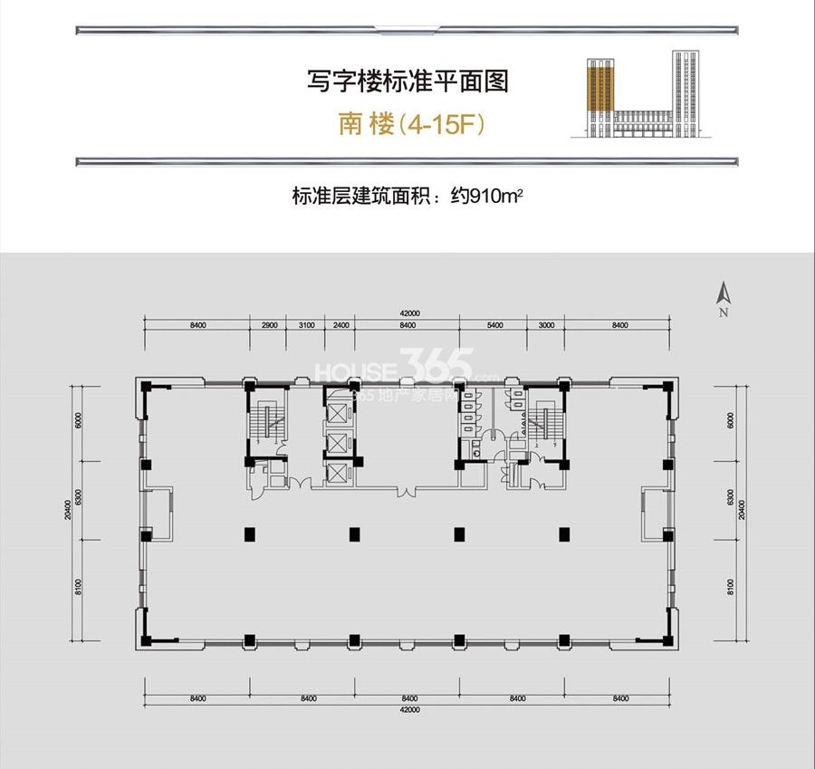 云峰大厦项目写字楼南楼（4-15F)户型图