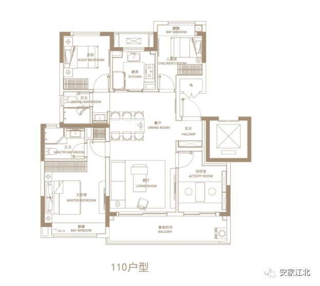 130㎡的四室两厅两卫户型