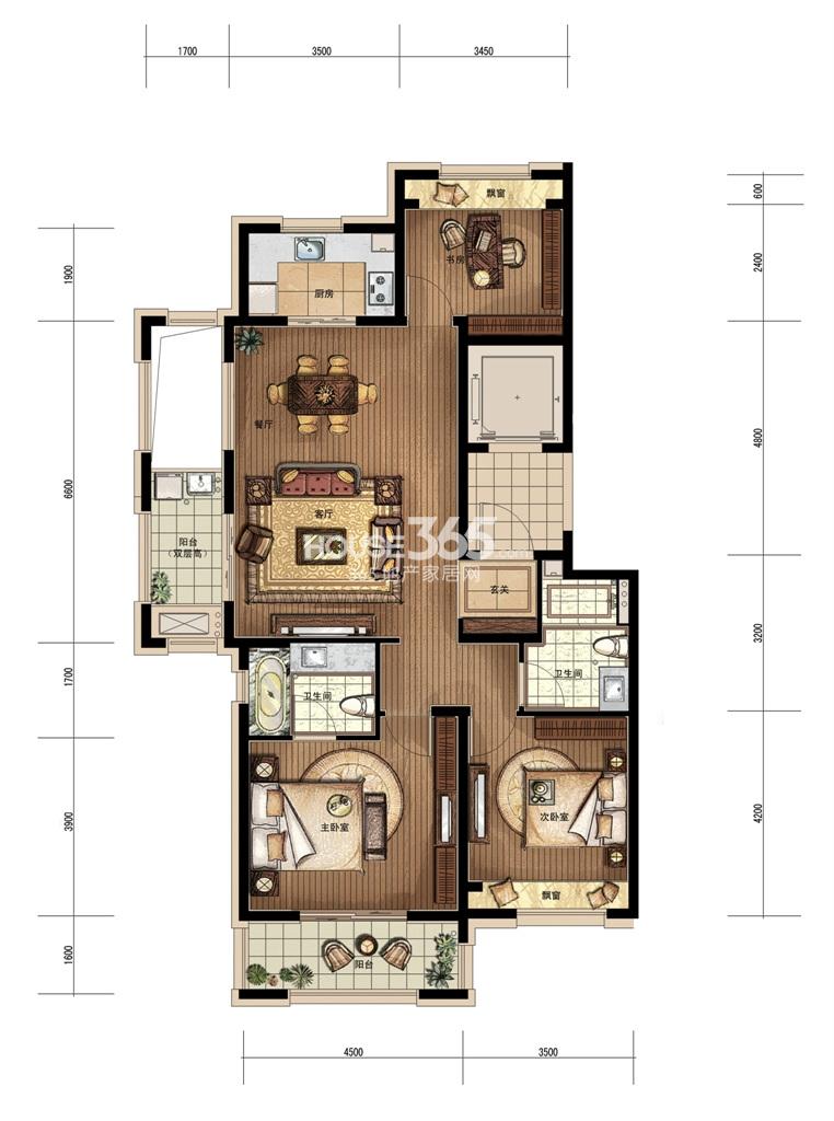 万科紫台B1户型图（偶数层）8、9号楼