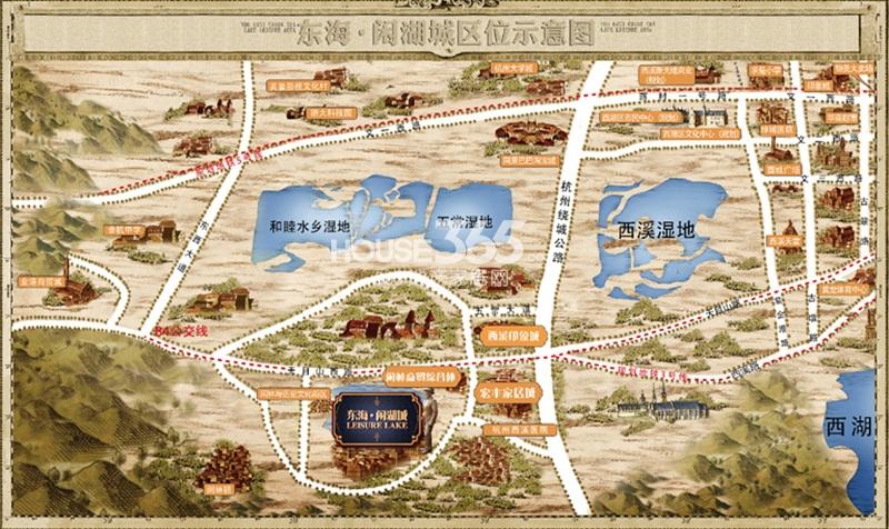 东海闲湖城印象加州交通图