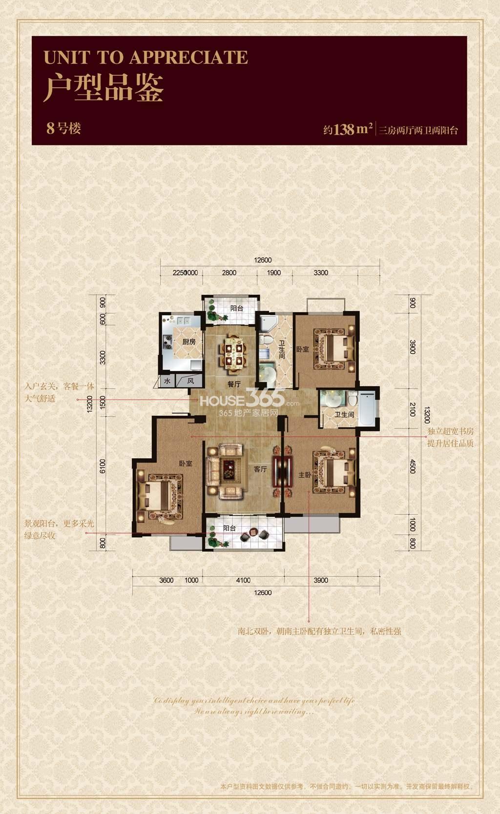 九浪山花园8号楼138方户型图