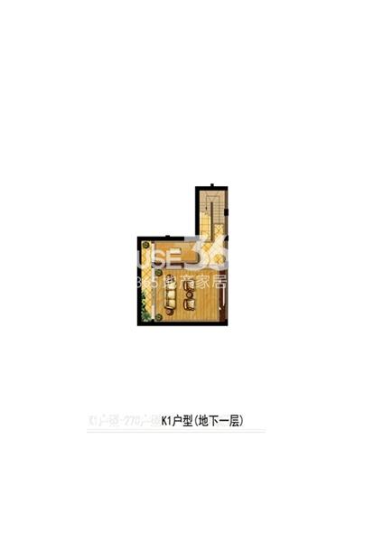 白塘壹号K1户型叠加别墅四室五厅三卫一厨 约218㎡ 地下一层  