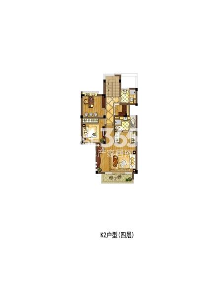 白塘壹号 K2叠加别墅 四室三厅一卫 约198㎡ 四层