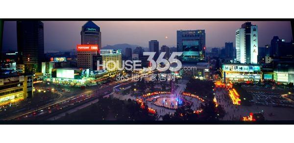 武林华府项目周边商业夜景