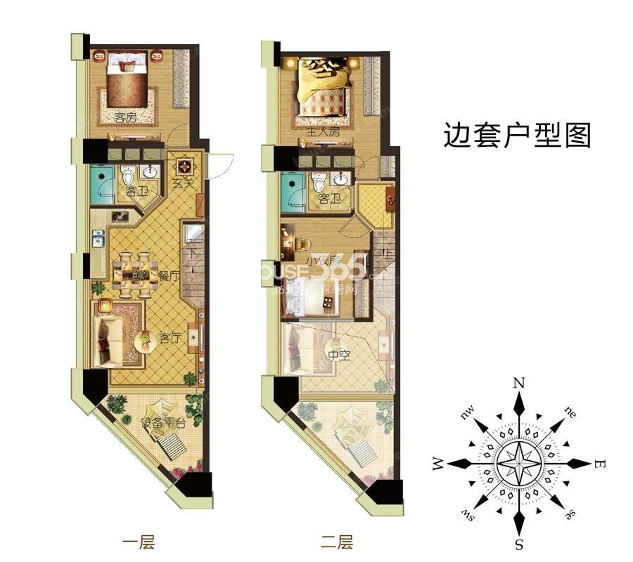 富邦星座项目边套LOFT户型70㎡户型图