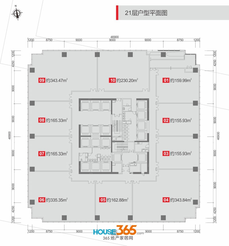 华润大厦21层户型平面图
