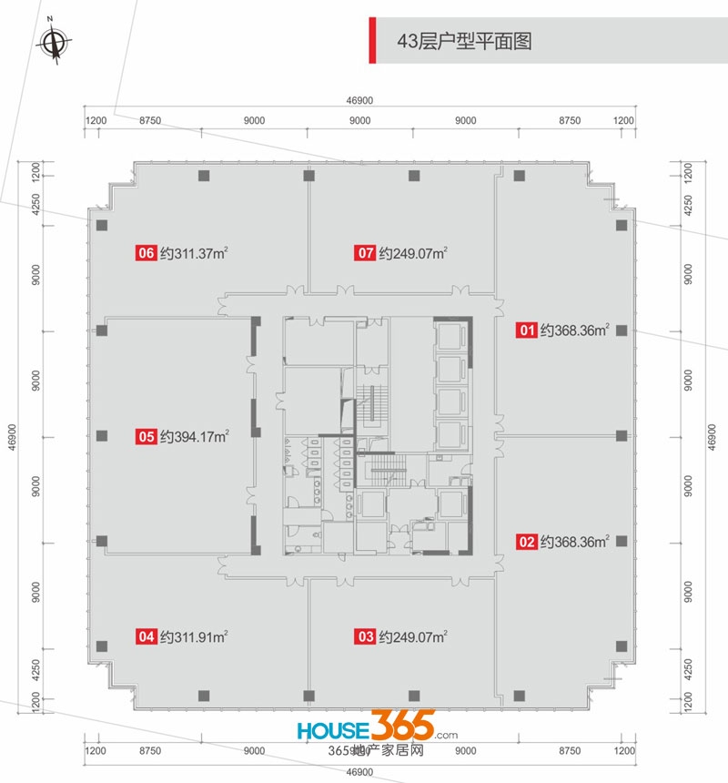 华润大厦43层户型平面图
