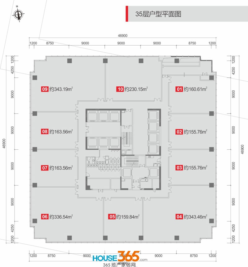 华润大厦35层户型平面图