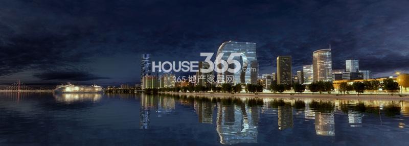 杭州印项目夜景沿江效果图