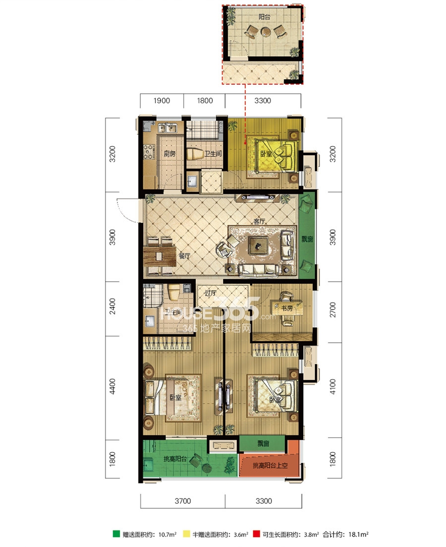 德信大家钱江府A-3a户型奇数层118方（15号楼）