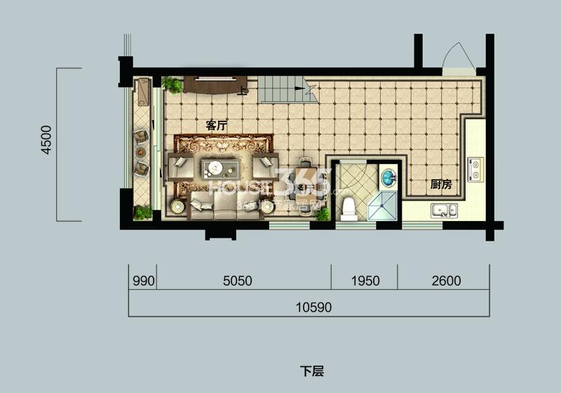 百富联合国际B户型loft62平下层 （3号楼）