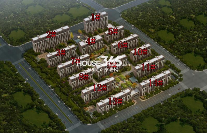 新城西溪逸境带楼幢鸟瞰图