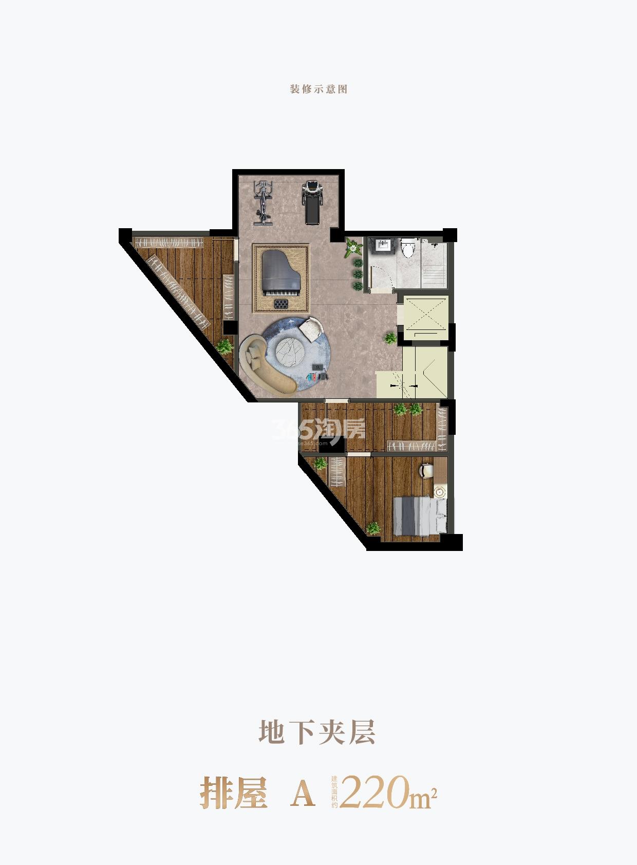 明石东潮府排屋A户型220方地下夹层