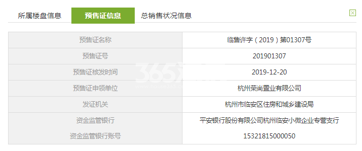 荣盛檀越府13#预售证信息