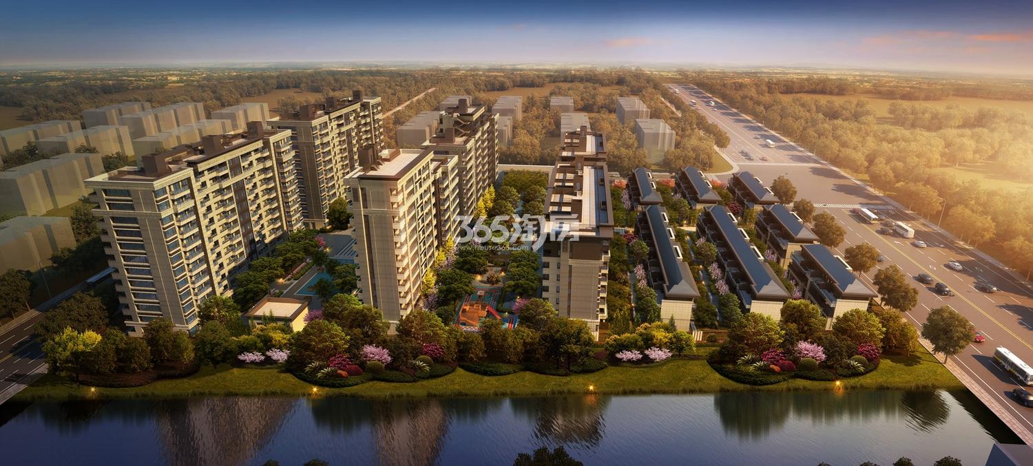 联发藏珑玉墅沿河侧面效果图