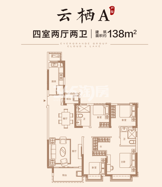 恒大云湖上郡138㎡户型