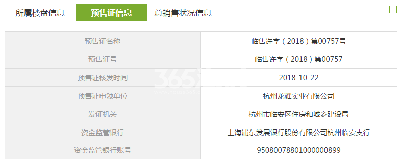 龙沁城16#预售证信息