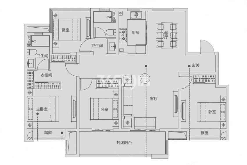 金辉中梁优步学府138㎡低密度多层D户型