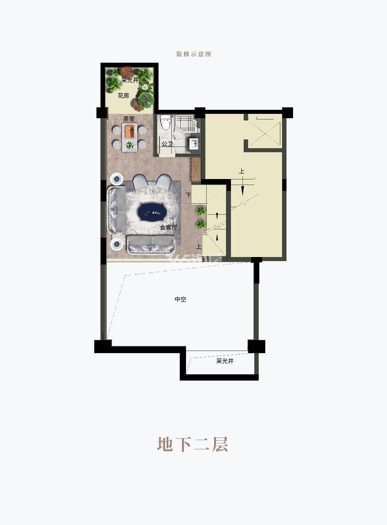 明石东潮府下叠B1户型地下二层