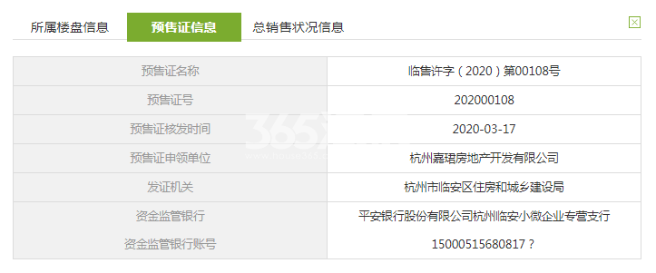 雅境公寓公寓2#预售证信息