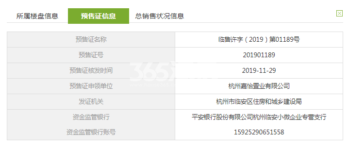 临栖云府5#预售证信息
