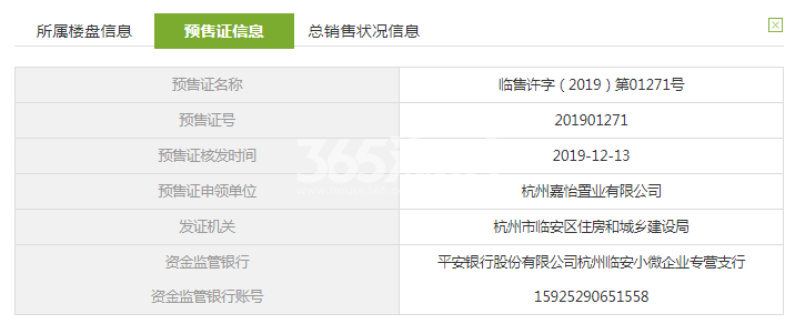临栖云府4#预售证信息