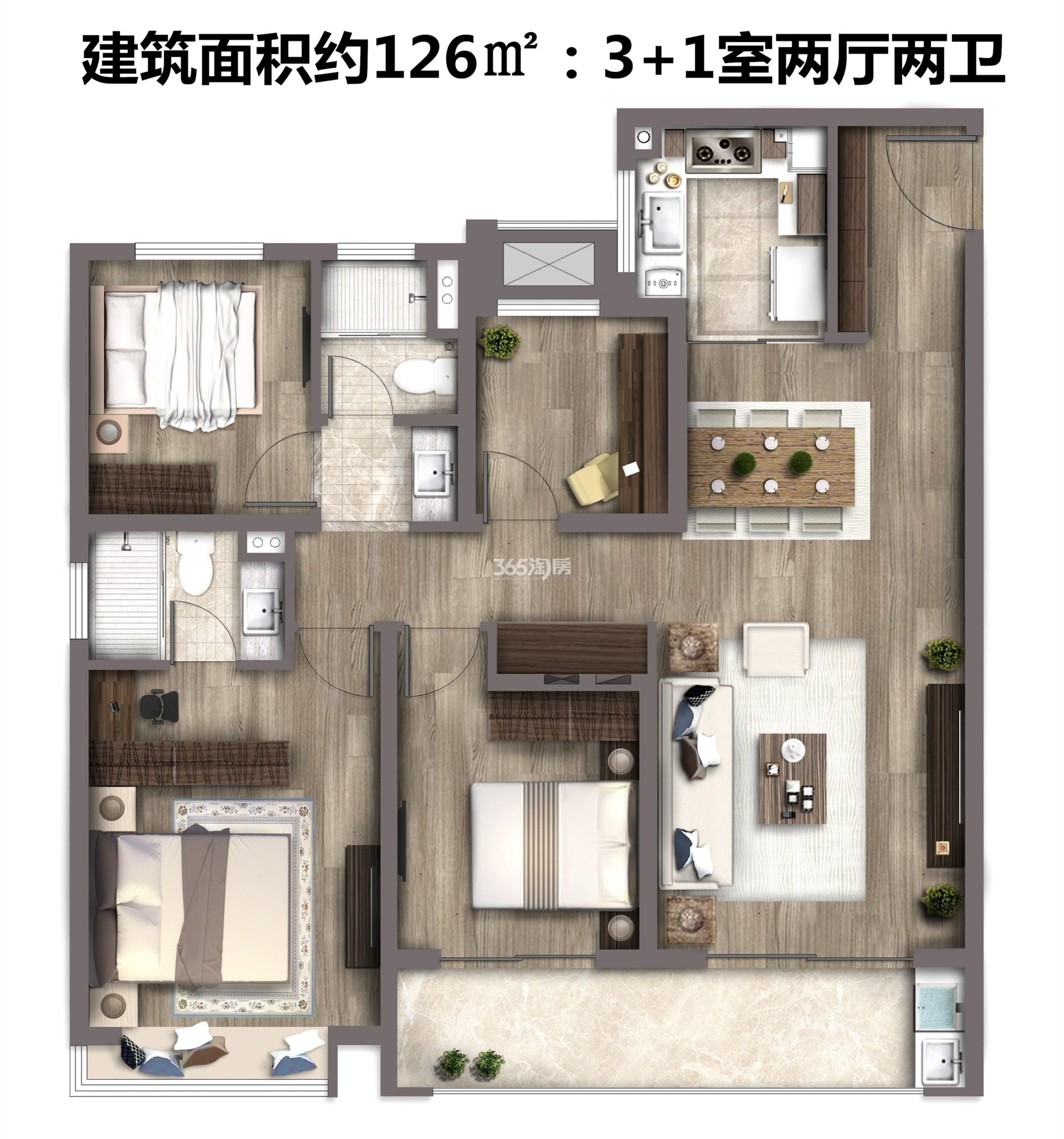 都会四季东区126㎡户型图_南京云逸都荟花园东园（都会四季东区）_南京365淘房