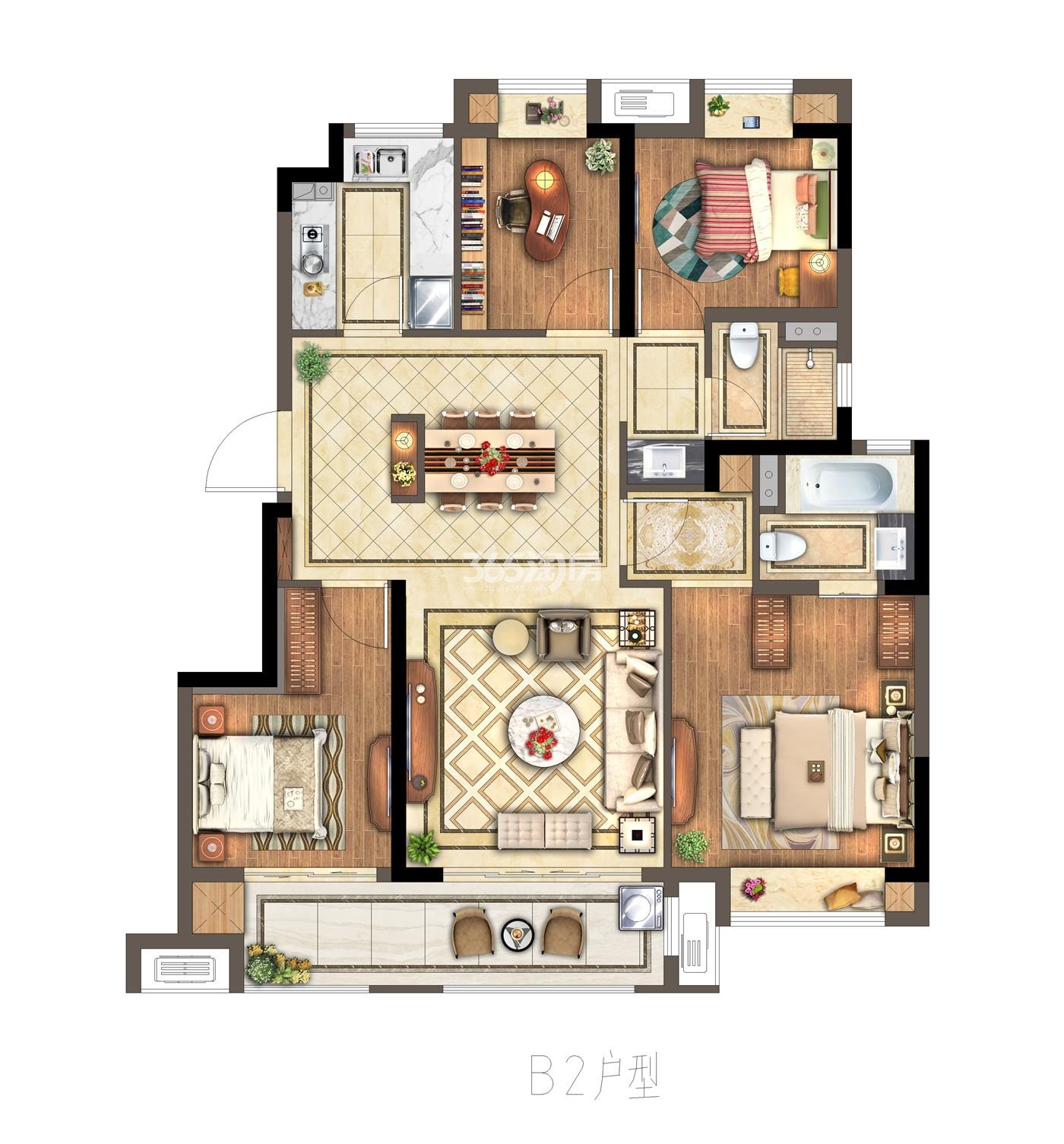 保利金地湖光晨樾115㎡中间户C户型图_南京湖光晨樾_南京365淘房