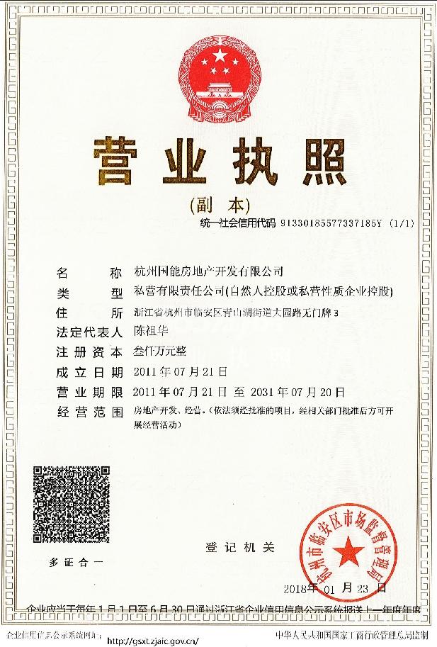 杭州国能房地产开发有限公司营业执照信息
