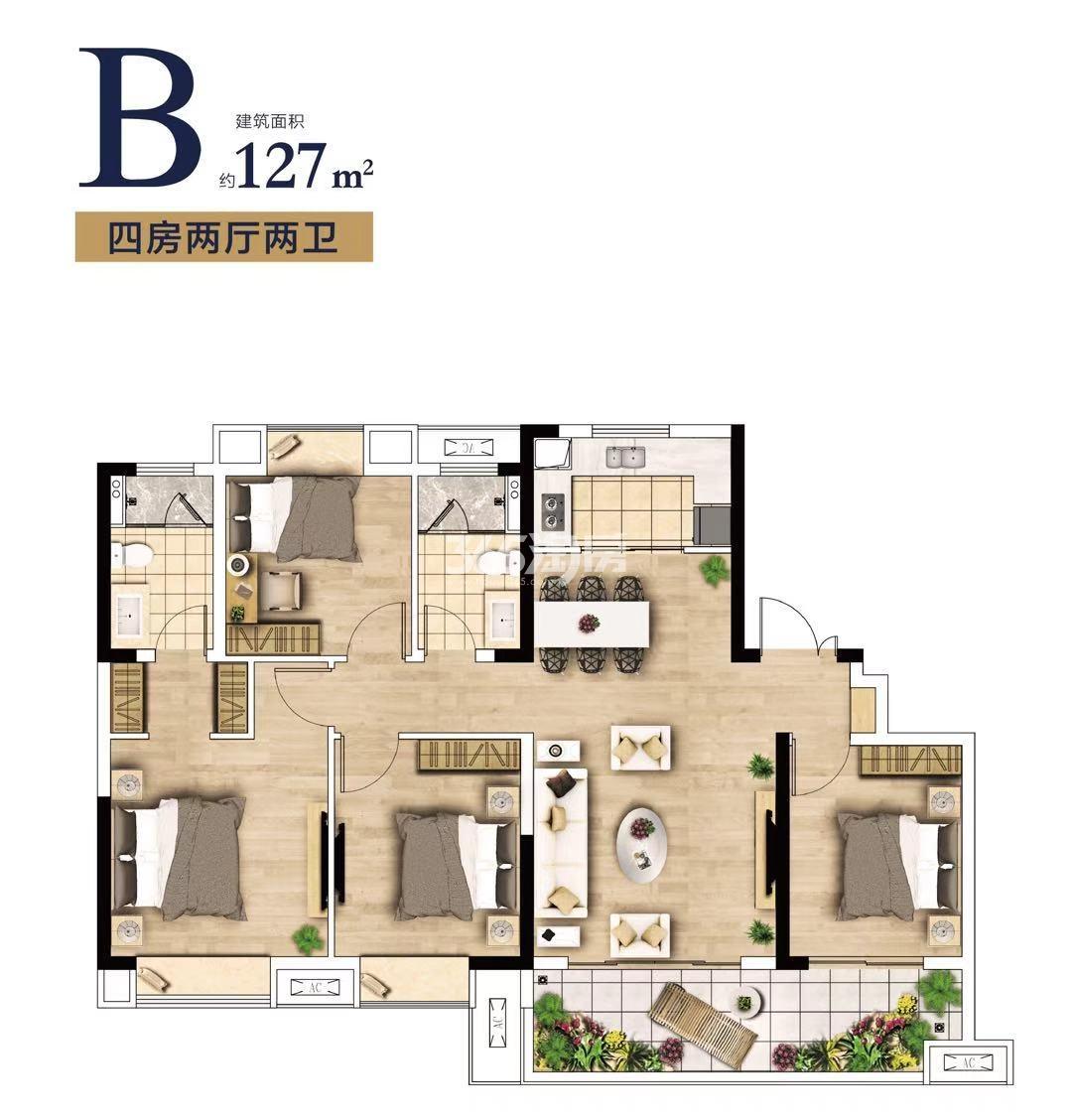 卓越景枫蔚蓝郡89㎡D户型_南京卓越景枫蔚蓝郡_南京365淘房
